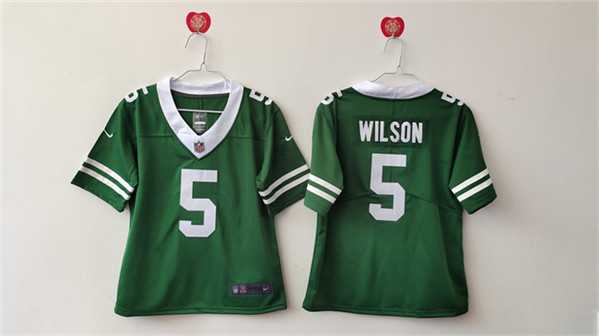 Women%27s New York Jets #5 Garrett Wilson Green Vapor Stitched Jersey
